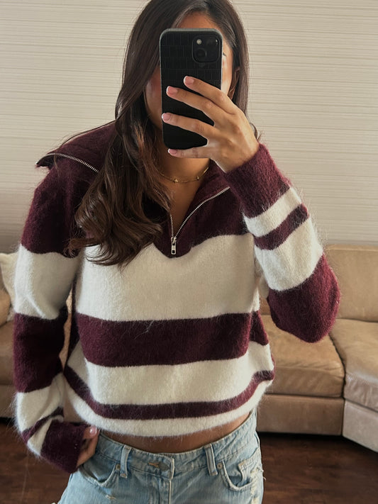Bergundy Striped Knit