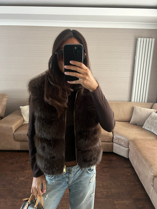 Brown fur gilet