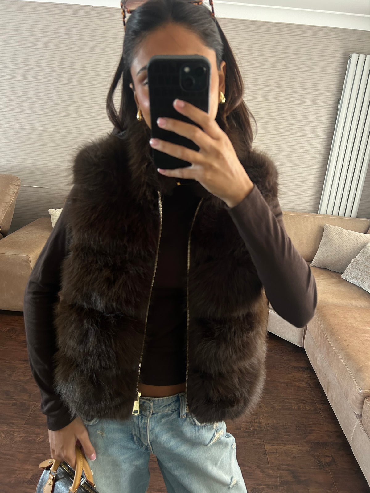 Brown fur gilet