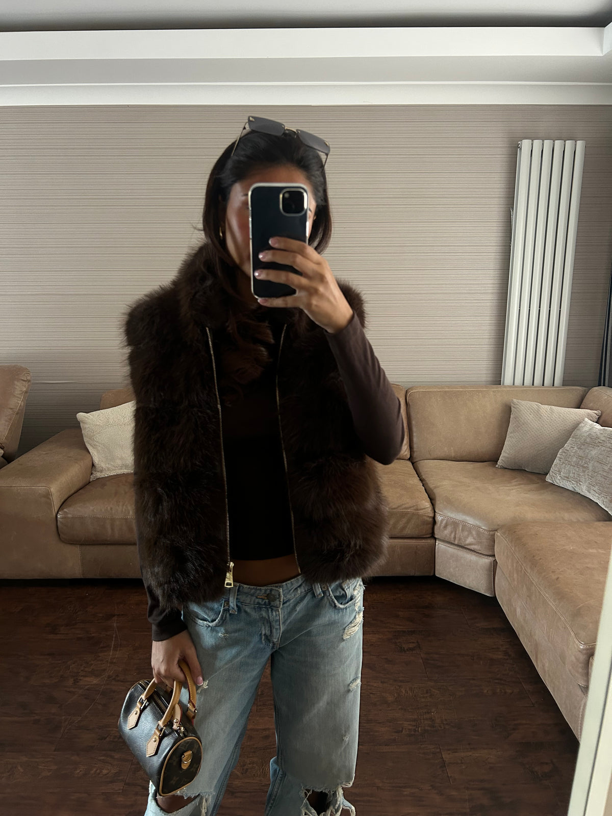 Brown fur gilet
