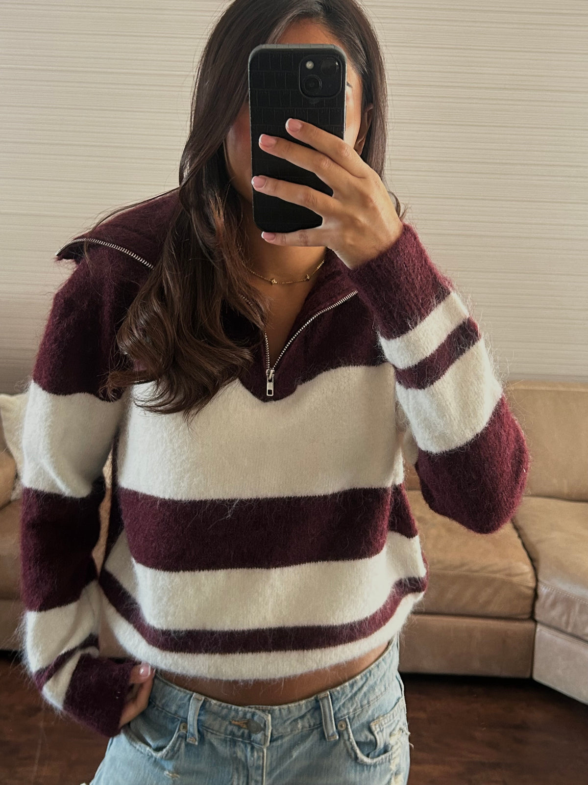 Bergundy Striped Knit