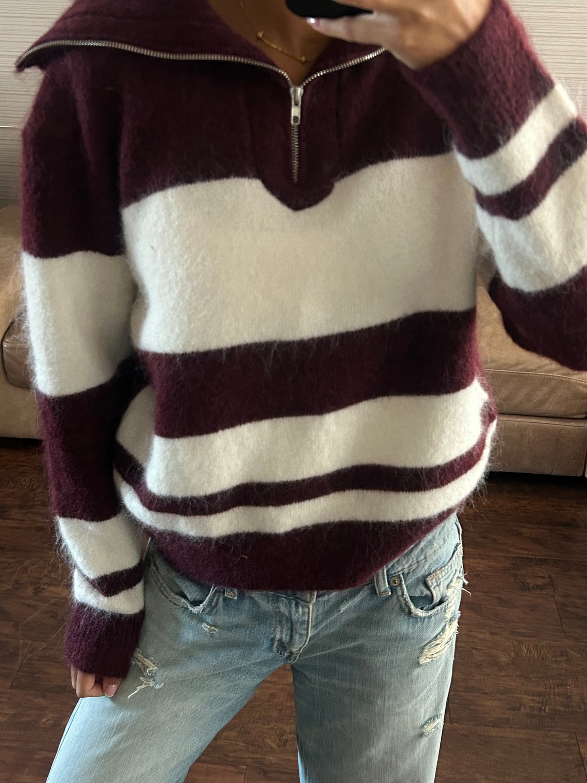 Bergundy Striped Knit