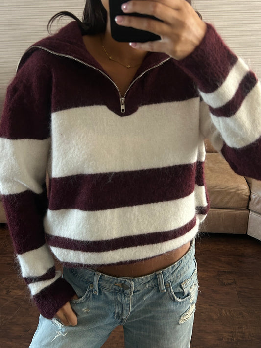 Bergundy Striped Knit