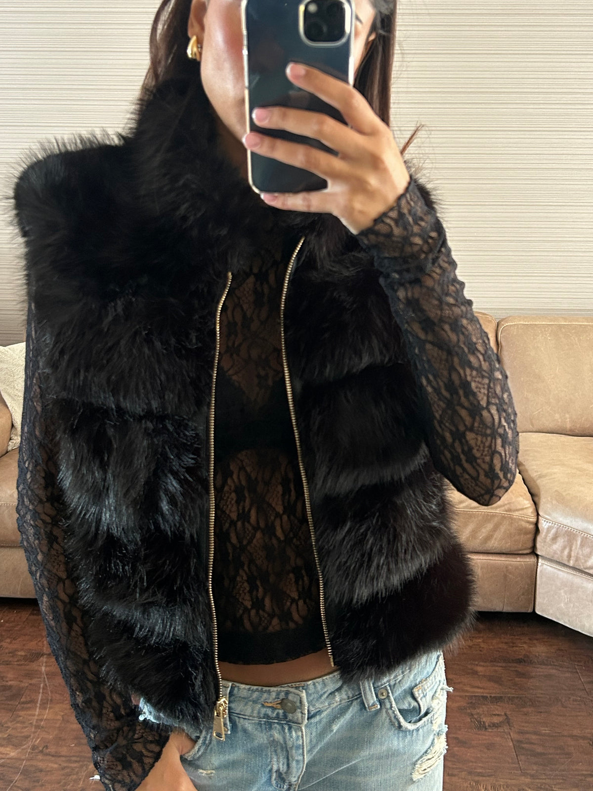Black fur gilet