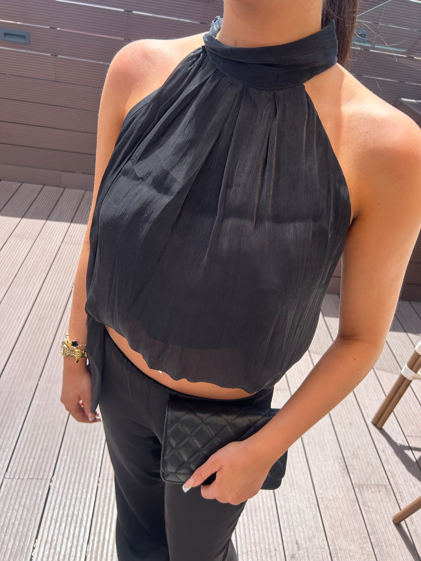 Tie neck bubble top