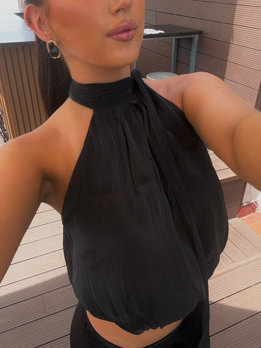 Tie neck bubble top